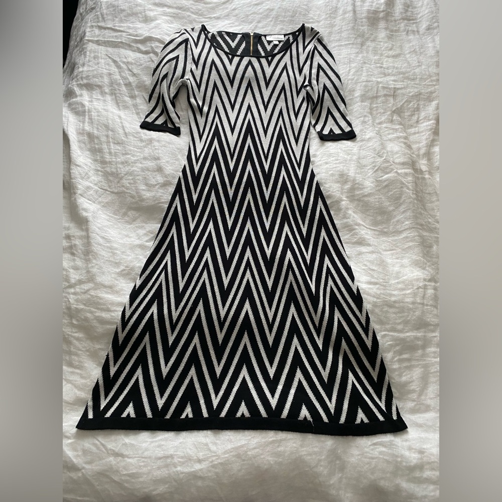 Allison Brittney Black and White Chevron Dress